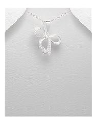 Bow Pendant Necklace In 92.5 Sterling Silver
