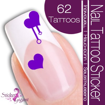 Nail Tattoo Sticker Herz - lila Preisvergleich