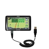 Coiled USB Cable for the Magellan Roadmate 9055 with Power Hot Sync and Charge capabilities - uses Gomadic TipExchange Technology