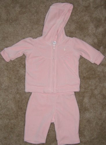 Buy Ralph Lauren Girls Velour 2 Piece Hooded Sweat Suit with Left Chest Polo Pony Logo