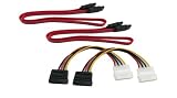 Aleratec SATA Data Cable + SATA Power Adapter Cable 2 Pack Combo