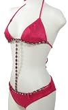 Womens Junior Size Swimwear Sexy Pink Jewel Rhinestone Monokini Swimsuit