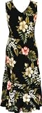 Tea Length Sleeveless Dress - Hibiscus Stephanotis V-Neck Pull Over Style Hawaiian Aloha Long Tank Dress - Regular Size