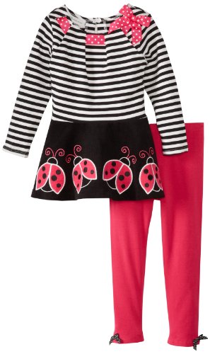 Bonnie Jean Little Girls' Ladybug Applique Legging Set