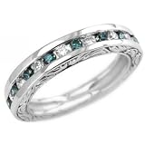 0.65ct Fancy-Blue Diamond Wedding/Anniversary Band 14k White Gold Antique Style
