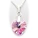 Pink Swarovski Elements Crystal Heart Pendant Sterling Silver Cable Chain Necklace