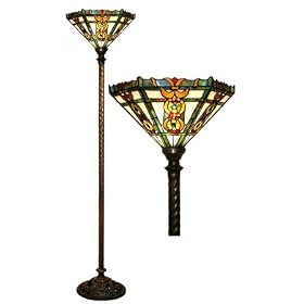 Tiffany-style Roma Torchiere Lamp