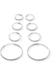 Silverline Jewelry 925 Sterling Silver Small Endless Hoop Earrings for Cartilage/Nose/Lips, 10mm, 12mm, 14mm & 24mm, 4-Pairs