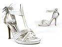 Womens Silver Satin Bow Party Sandals Ladies Shoes Sizes 3-8 UK