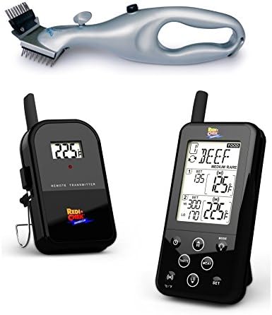 Maverick ET-733 Long Range Digital Wireless Meat Thermometer Set - Great for BBQ, Smoker, Grill, Food and Oven - Dual Probe and Dual Temperature Monitoring - NEWEST VERSION With a Larger Display and added Features plus BONUS GRILL DADDY GB91061 Grill Cleaning Tool (Black)