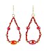 Earrings - E307 - Bugle Beads and Fire Polished Glass Beads - Oval Loop ~ Red