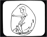 DECORATED MOUSE PAD WITH “BATHING SUIT”, WHITE, AND, WOMAN, BLACK, SWIMSUIT, “WATER SKIING”, “SPORTS HAWAII POLYNESIA”
