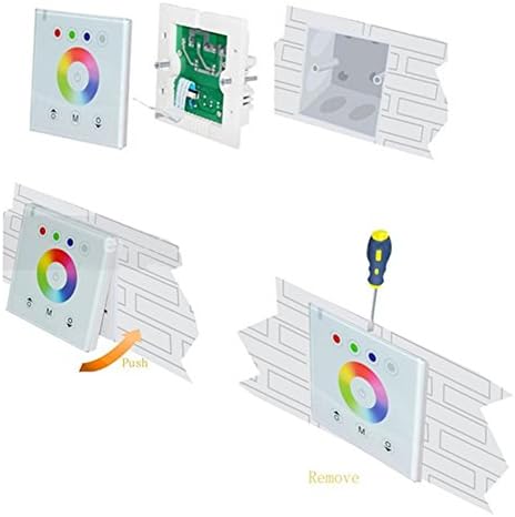 Wall Mounted LED Touch Panel Controller/Dimmer for 12-24V DC Color RGBW LED Strip Lights, Wall Washers, Downlights, and Panel Lights (RGBW Color Controller)