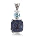 Egyptian Stone Sterling Silver Vivid Blue Lapis Lazuli and Blue Topaz Pendant