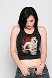 Skulbone Ladies Gothic Beater Shirt Night Cap Sexy Vampire Print Beater Shirt Small - Plus XL