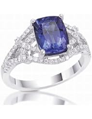 18K White Gold Tanzanite and Diamond Ring -- LIFETIME WARRANTY