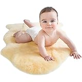Woolino Naptime & Play Rug for Babies, 100% Natural Australian Lambskin, Hypoallergenic Sheepskin, 2 x 3 Feet, Flax