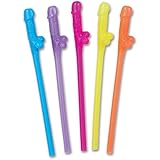 Beistle 60692 Multicolored Willie Straws, 7.75 Inch, 10 Count