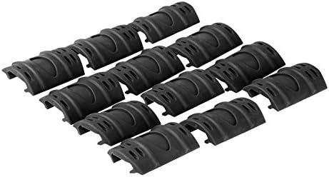 OEM Black Color 12 Pack Rubber Snap On Protective Hand Guard Tactical Weaver Picatinny 7/8" Rail Rifle Shotgun Paintball Airsoft Rail Covers, AC-910