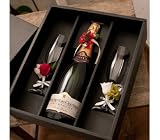 【12月24日にお届け】翌日配達お花屋さん　一度この味を知ってしまうと…もう戻れません！クリスマスに、年末のご挨拶に！豪華ギフトセット★送料無料★洗練されたシャンパン「グランド・レゼルヴ」とプリザーブドフラワーで装飾したフルートグラス(ペア)の豪華3点セット！