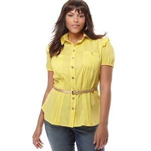 Baby Phat Plus Size Shirt, Puffed Sleeve Pintuck