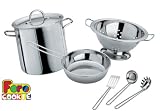 Pretend Play Toy Kitchen Products: Lagostina Toy Cooking Set including pots, pans and utensils, made in Italy by Faro