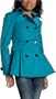 Miss Sixty Women's Short Double Breasted Pleated Pea Coat