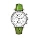 Fossil Women's ES2393 Classic Green Leather Silver Chronograph Dial Watch