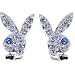 Playboy Bunny RHINESTONE Paved EARRINGS with BLUE Eye