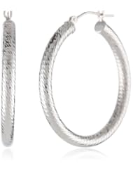 Duragold 14k White Gold Diamond-Cut Hoop Earrings, (1.15" Diameter)