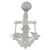 Clevereve's 14K White Gold Pendant Anchor with Dolphin and Moveable Ships Wheel 13.6 - Gram(s)