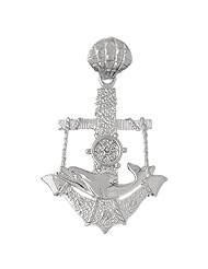 Clevereves 14K White Gold Pendant Anchor with Dolphin and Moveable Ships Wheel 13.6 - Gram(s)
