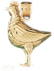 Dazzlers Solid 14k Gold Rooster Charm Pendant Available in three colors from jewelsberry (weights: 2.2 grams only)