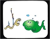 Decorated Mouse Pad with green, worm, fish, swimming, bait