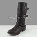 PASTY Women Distress Mid Calf Motorcycle Boots Brown