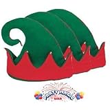 Set of 3 Felt ELF HATS with JINGLE Bells/Great for SANTA'S HELPERS/OFFICE PARTY/Photo OP/HOLIDAY & CHRISTMAS/Adult S/M