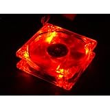 5 Stars Computer 80mm, 8cm Quad-4 Red LED Ultra Bright Computer Desktop PC Case Clear Cooling Fan, 4 pin connector with screws, Quiet and Silent