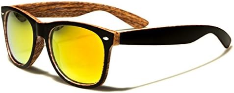 Brown Wood Print Frame Retro Wayfarer Sunglasses - Plastic Frame