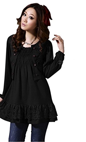 ナナコレクション Nana_Collection 2015 秋 ボレロ風 デザイン 大人 かわいい シャーリング フリル レース シックカラー 長袖 カットソー チュニック