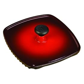 Lodge Color Enamel Cast Iron 8.5 inch Square Panini Press, Island Spice Red by Lodge