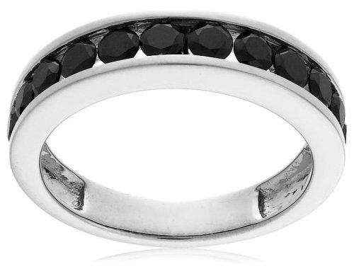 10k Choice of White or Yellow Gold Black Diamond Channel Set Band (1 cttw), Size 7