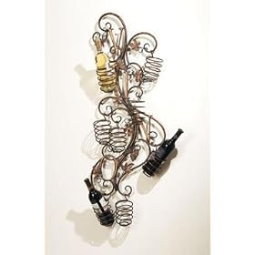 45 Wall Mount 8-Bottle Vino Wine Rack with Leaf Accents by CC Home Furnishings