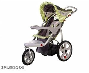 Safari Swivel Wheel Jogger Single Stroller in Gray / Green