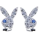 Playboy Bunny RHINESTONE Paved EARRINGS with BLUE Eye