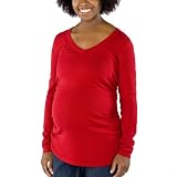 Liz Lange Rouched V-Neck Sweater - Red