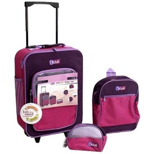 3piece Kids Luggage Sets Pink for Girls Pink and Purple Carryon