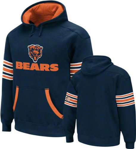 Chicago Bears Navy QB Jersey Pullover Hoodie Sweatshirt, Large