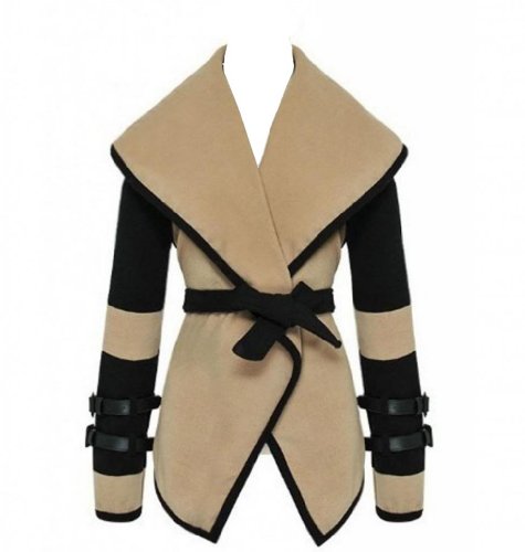 WIIPU Womens Turn-down Collar Big Lapel Belted Jacket Coat Outwear Tops(J319)