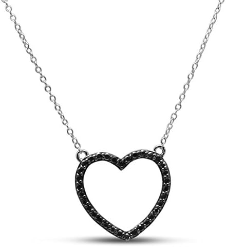 1/2ct Black Diamond Heart Necklace Crafted In Solid Sterling Silver, 18 Inches