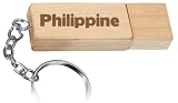 Engraved Wooden USB Flash Drive 8 GB with chain - Engraved name Philippine